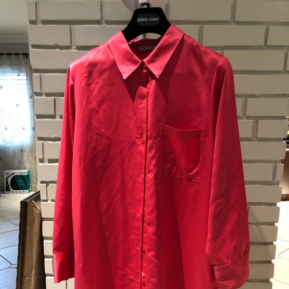 Natori Fuschia silk shirt dress